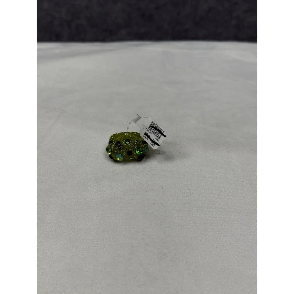Urban Outfitters Green Glitter Resin Chunky Dome Ring Rhinestone Embellished NEW
